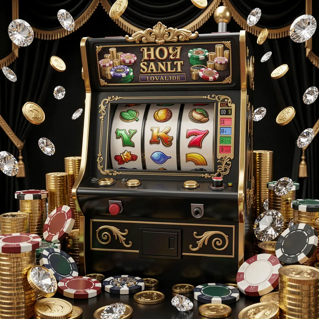 Q63 – Discover premium slot machine entertainment for players in the Philippines Luxury slot machine with golden details and flying coins representing the premium online casino experience of Q63 for players in the Philippines